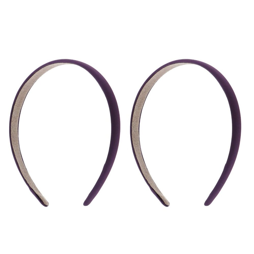Quarter Inch Satin Headband - Set of 2-Purple